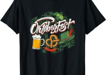 Oktoberfest T Shirt Funny Beer Hat Pretzel And Edelweiss T-Shirt PNG File