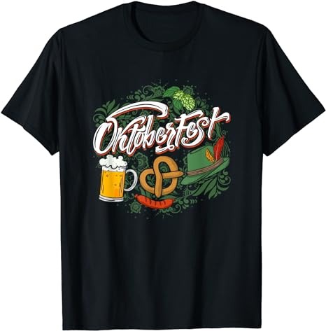 Oktoberfest T Shirt Funny Beer Hat Pretzel And Edelweiss T-Shirt PNG File