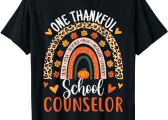 One Thankful School Counselor Thanksgiving Rainbow Counselor T-Shirt