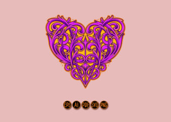 Ornate heart emblem classic elegance ornament t shirt design online