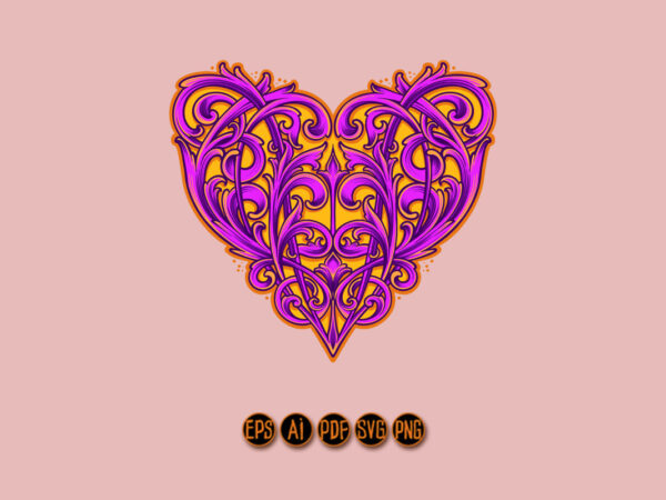 Ornate heart emblem classic elegance ornament t shirt design online