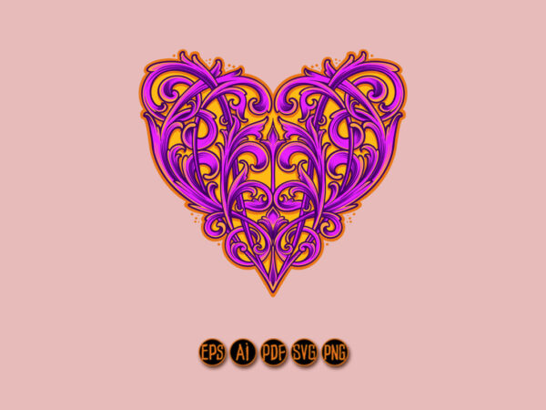 Ornate heart emblem classic elegance ornament t shirt design online