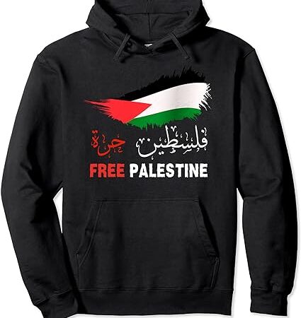 Palestine free gaza in arabic free gaza palestine flag pullover hoodie t shirt illustration