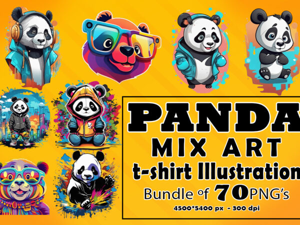 Panda mix art clipart illustration bundle for print on demand websites t shirt illustration