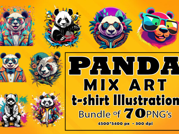 Panda mix art clipart illustration bundle for print on demand websites t shirt illustration