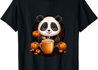 Panda Pumpkin Spice Latte Fall Autumn Halloween T-Shirt