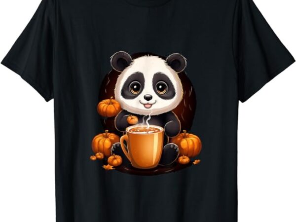 Panda pumpkin spice latte fall autumn halloween t-shirt