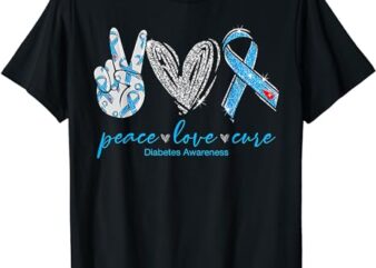 Peace Love Cure Diabetes Awareness T-Shirt
