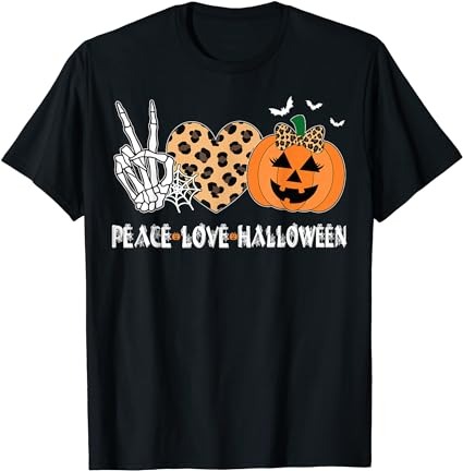 Peace love halloween scary pumpkin leopard skeleton t-shirt png file Peace love halloween scary pumpkin leopard skeleton t-shirt png file