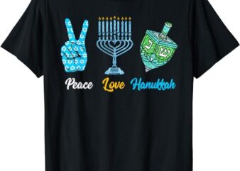 Peace Love Hanukkah Jewish Menorah Chanukah Retro Peace Sign T-Shirt PNG File