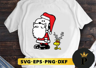 Peanuts Snoopy And Woodstock Santa Antlers SVG, Merry Christmas SVG, Xmas SVG PNG DXF EPS t shirt illustration
