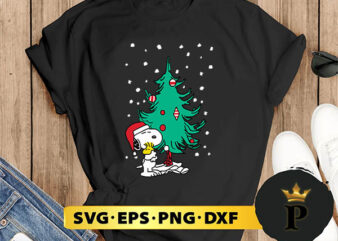 Peanuts Snoopy Holiday Christmas Tree SVG, Merry Christmas SVG, Xmas SVG PNG DXF EPS