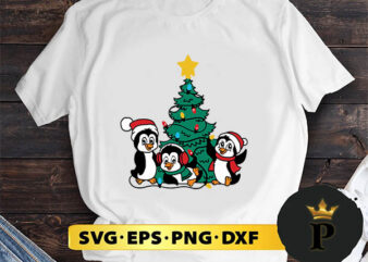Pengiun Christmas Tree SVG, Merry Christmas SVG, Xmas SVG PNG DXF EPS t shirt illustration