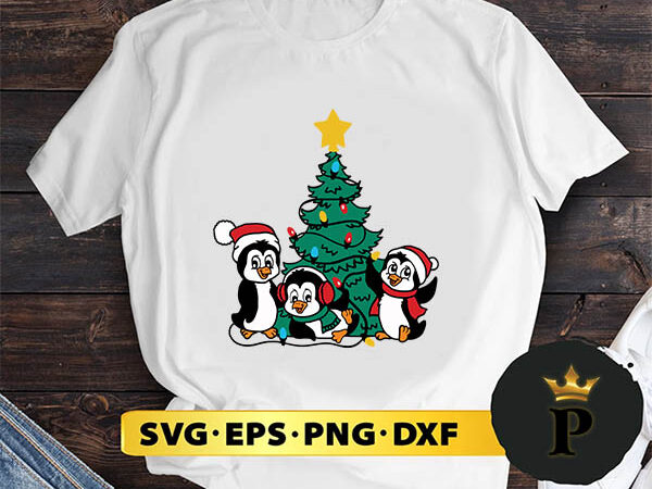 Pengiun christmas tree svg, merry christmas svg, xmas svg png dxf eps t shirt illustration