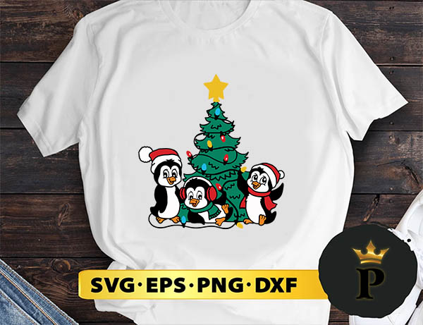 Pengiun Christmas Tree SVG, Merry Christmas SVG, Xmas SVG PNG DXF EPS