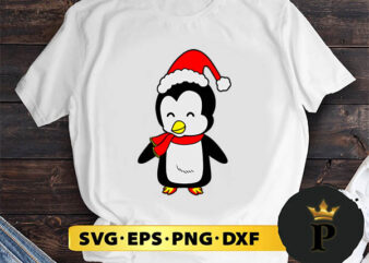 Penguin Christmas Santa Hat SVG, Merry Christmas SVG, Xmas SVG PNG DXF EPS