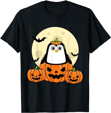 Penguin pumpkin moon bats costume cute easy halloween gift t-shirt png file
