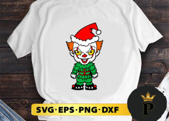 Pennywise Clown Horror Movie Christmas SVG, Merry Christmas SVG, Xmas SVG PNG DXF EPS t shirt illustration