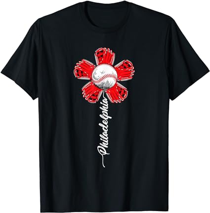 Philly colorful baseball flower souvenir tee i love philly t-shirt