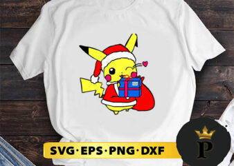 Pikachu Christmas Gifts Box SVG, Merry Christmas SVG, Xmas SVG PNG DXF EPS