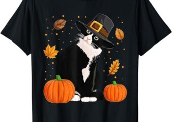 Pilgrim Turkey Cat Shirts, Men Women Thanksgiving Cat Lovers T-Shirt