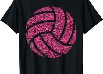 Pink Out Breast Cancer Awareness Pink Ribbon Volleyball Ball T-Shirt