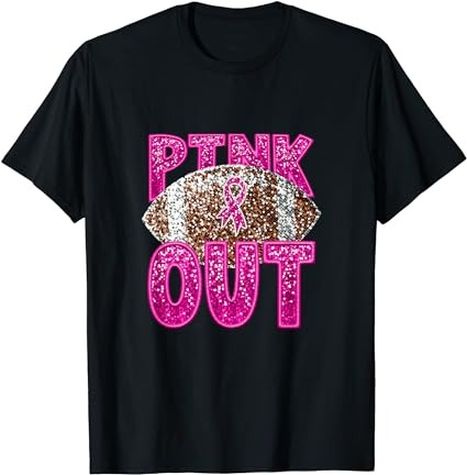 Pink ribbon breast cancer awareness football pink out t-shirt png file