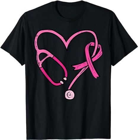 Pink Stethoscope Nurse Medical Breast Cancer Awareness Women T-Shirt PNG File