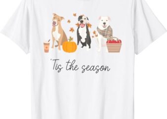 Pitbull Dog Autumn Fall Thanksgiving Tis The Season Women T-Shirt