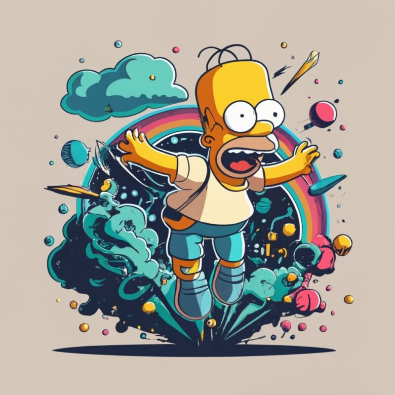 Pixar anime design t-shirt, “Homer simpsons”, space explosion PNG File