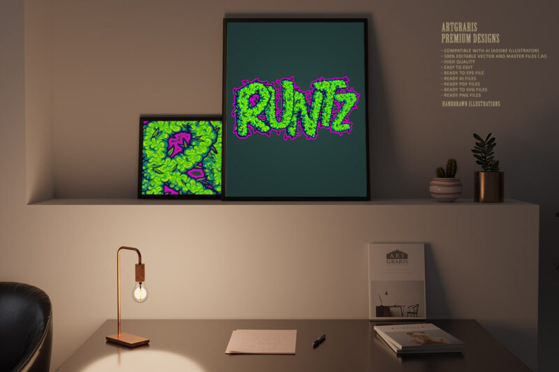 Runtz strain inspiration cannabis buds lettering