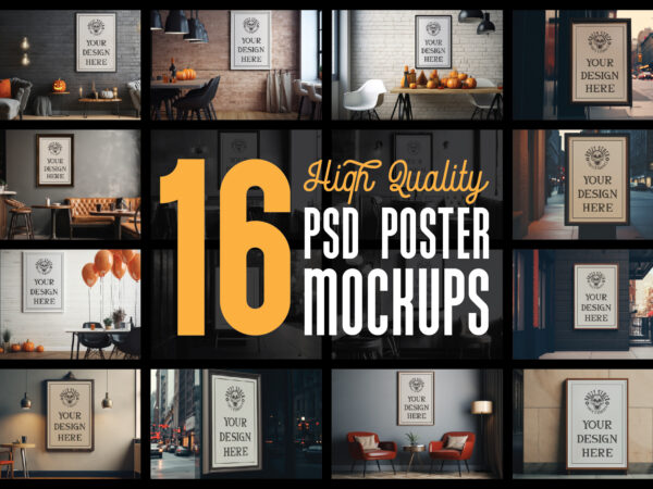 16 poster mockups bundle