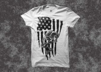 Fishing American Flag t shirt design, USA Flag Fishing Vector Shirt Design For Commercial Use