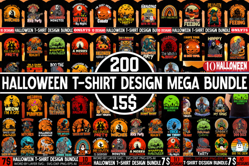 Halloween T-shirt Design Mega Bundle