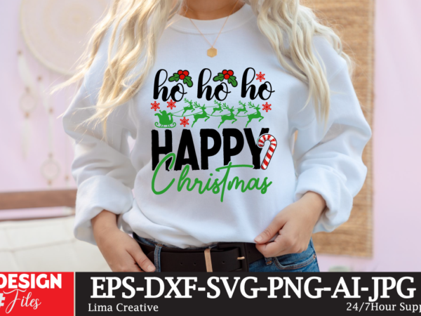 Ho ho ho happy christmas graphic t shirt