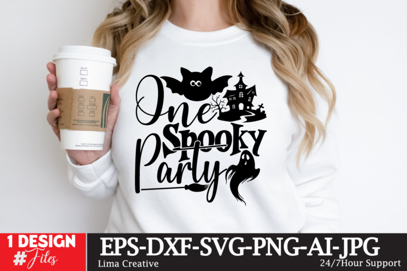 One Spooky Perty SVG Cute File,MEGA HALLOWEEN BUNDLE 2, 130 Designs, Heather Roberts Art Bundle, Halloween svg, Fall svg, Thanksgiving svg, Cut Files Cricut, Silhouette MEGA HALLOWEEN BUNDLE 2, 130