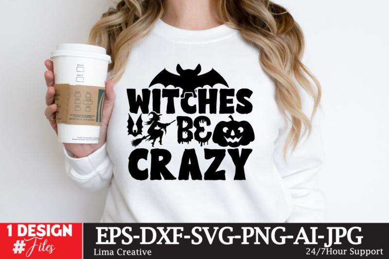 Witches Be Crazy SVG Cute File,MEGA HALLOWEEN BUNDLE 2, 130 Designs, Heather Roberts Art Bundle, Halloween svg, Fall svg, Thanksgiving svg, Cut Files Cricut, Silhouette MEGA HALLOWEEN BUNDLE 2, 130