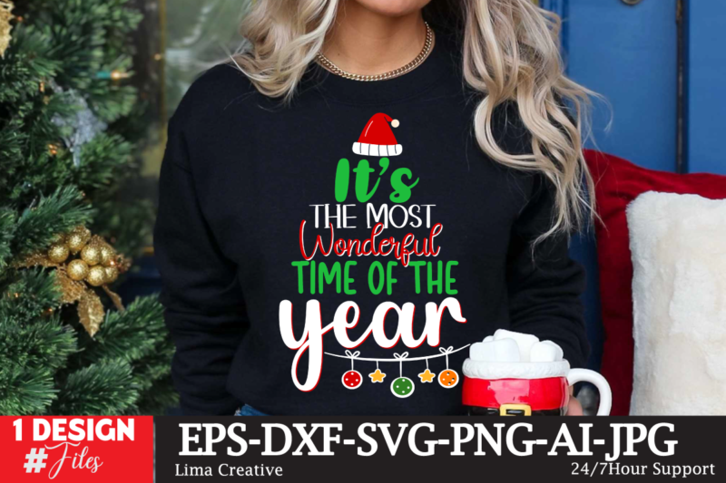 It's the Most Wonderful Time of the Year T-shirt Design,Christmas SVG Bundle, Christmas SVG, Winter svg, Santa SVG, Holiday, Merry Christmas, Elf svg, Funny Christmas Shirt, Cut File for Cricut
