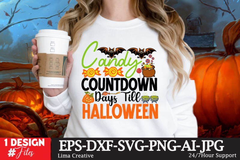 Candy Aountdown Days Till Halloween T-sirt Design,Halloween bundle svg, Halloween Vector, Witch svg, Ghost svg, Halloween shirt svg, Pumpkin svg, Sarcastic svg, Cricut, Silhouette png MEGA HALLOWEEN BUNDLE 2, 130