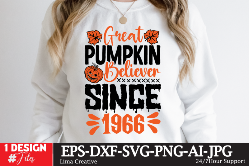 Grat Pupmkin Believe Since 1966 T-shirt Design,Halloween bundle svg, Halloween Vector, Witch svg, Ghost svg, Halloween shirt svg, Pumpkin svg, Sarcastic svg, Cricut, Silhouette png MEGA HALLOWEEN BUNDLE 2, 130