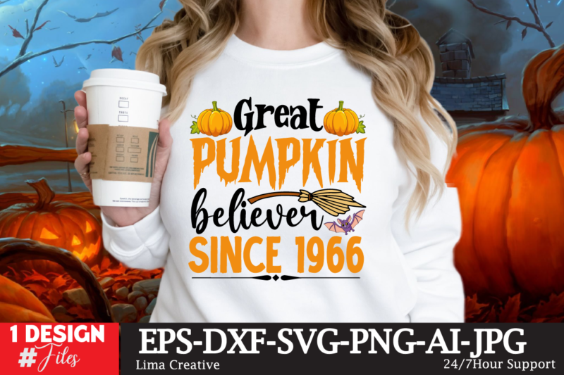 Great Pupmkin Believe Since 1966 T-shirt Design,Halloween bundle svg, Halloween Vector, Witch svg, Ghost svg, Halloween shirt svg, Pumpkin svg, Sarcastic svg, Cricut, Silhouette png MEGA HALLOWEEN BUNDLE 2, 130