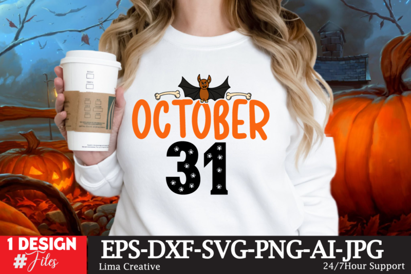 October 31 T-shirt Design,Halloween bundle svg, Halloween Vector, Witch svg, Ghost svg, Halloween shirt svg, Pumpkin svg, Sarcastic svg, Cricut, Silhouette png MEGA HALLOWEEN BUNDLE 2, 130 Designs, Heather Roberts