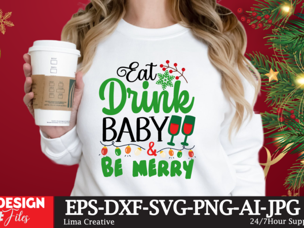 Eat drink baby and be merry vector clipart