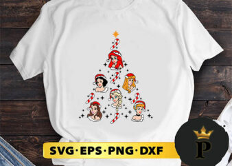 Princess Christmas Tree SVG, Merry Christmas SVG, Xmas SVG PNG DXF EPS t shirt illustration