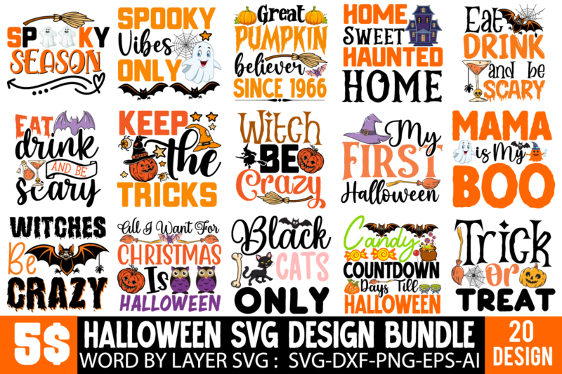 Halloween T-shirt Design Mega Bundle