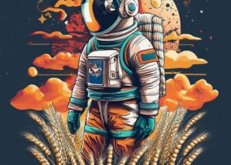 Professional T-shirt design: Astronaut in a wheat field PNG File
