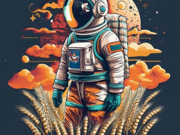 Professional t-shirt design: astronaut in a wheat field png file Professional t-shirt design: astronaut in a wheat field png file