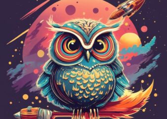 Professional T-shirt design: Space Owl, dark fantasy PNG File