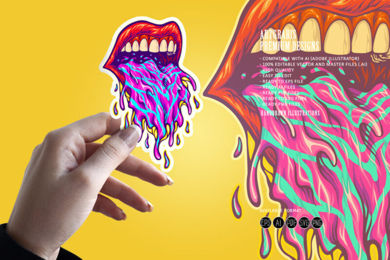 Psychedelic magic trippy lips