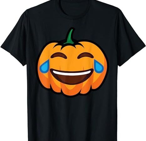 Pumpkin emoji two eyes wink cry with big smile halloween fun t-shirt png file